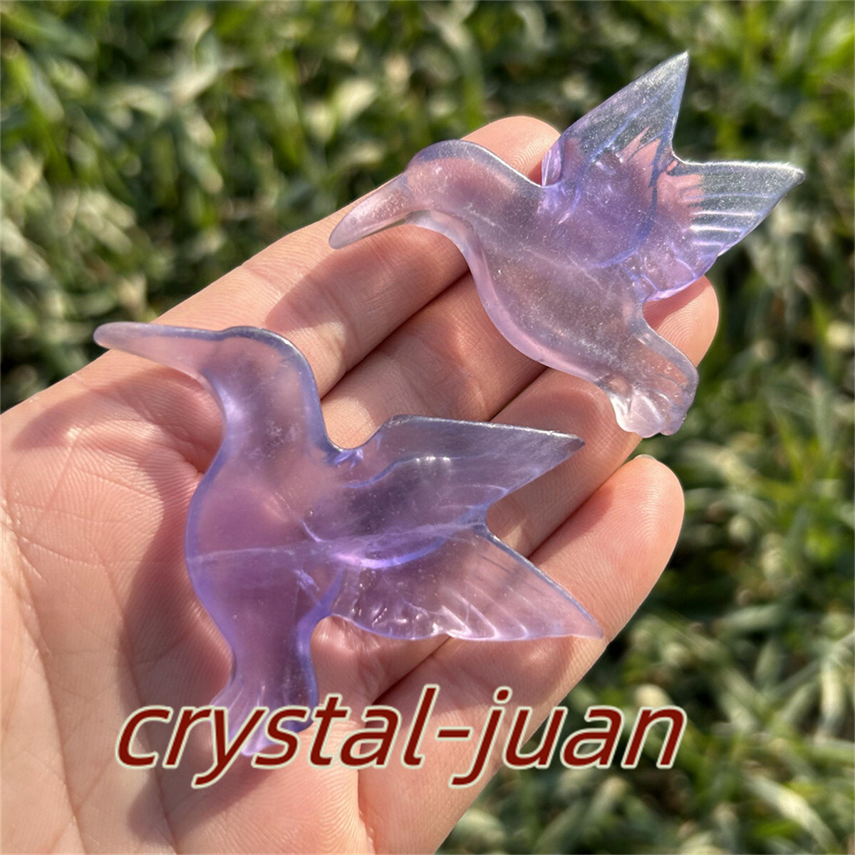 2″+ Natural Fluorite humming bird skull Carved Quartz Crystal skull Reiki heal