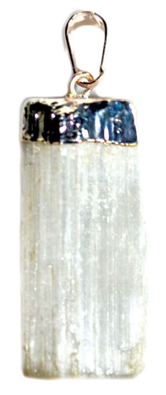 SET OF 3 Selenite Untumbled Crystal Pendants ~1.3″ (Each Varies) Crystal Healing