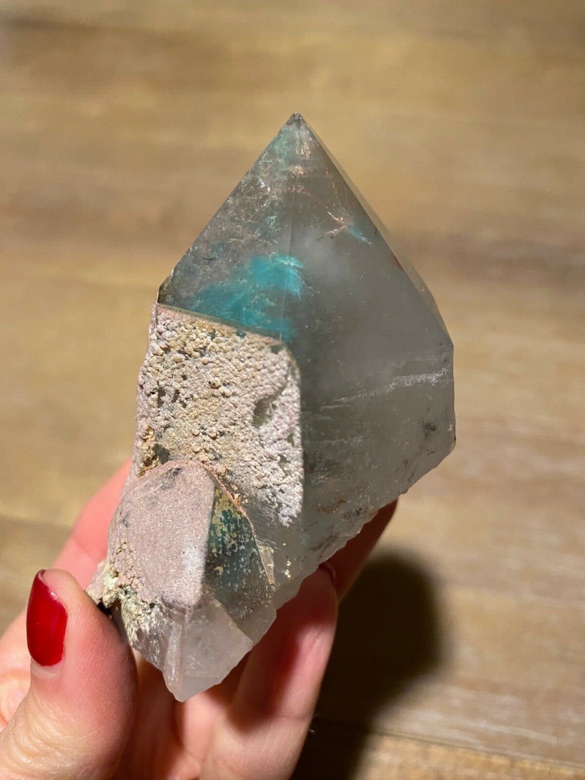 Ajoite in quartz. 225.8 g