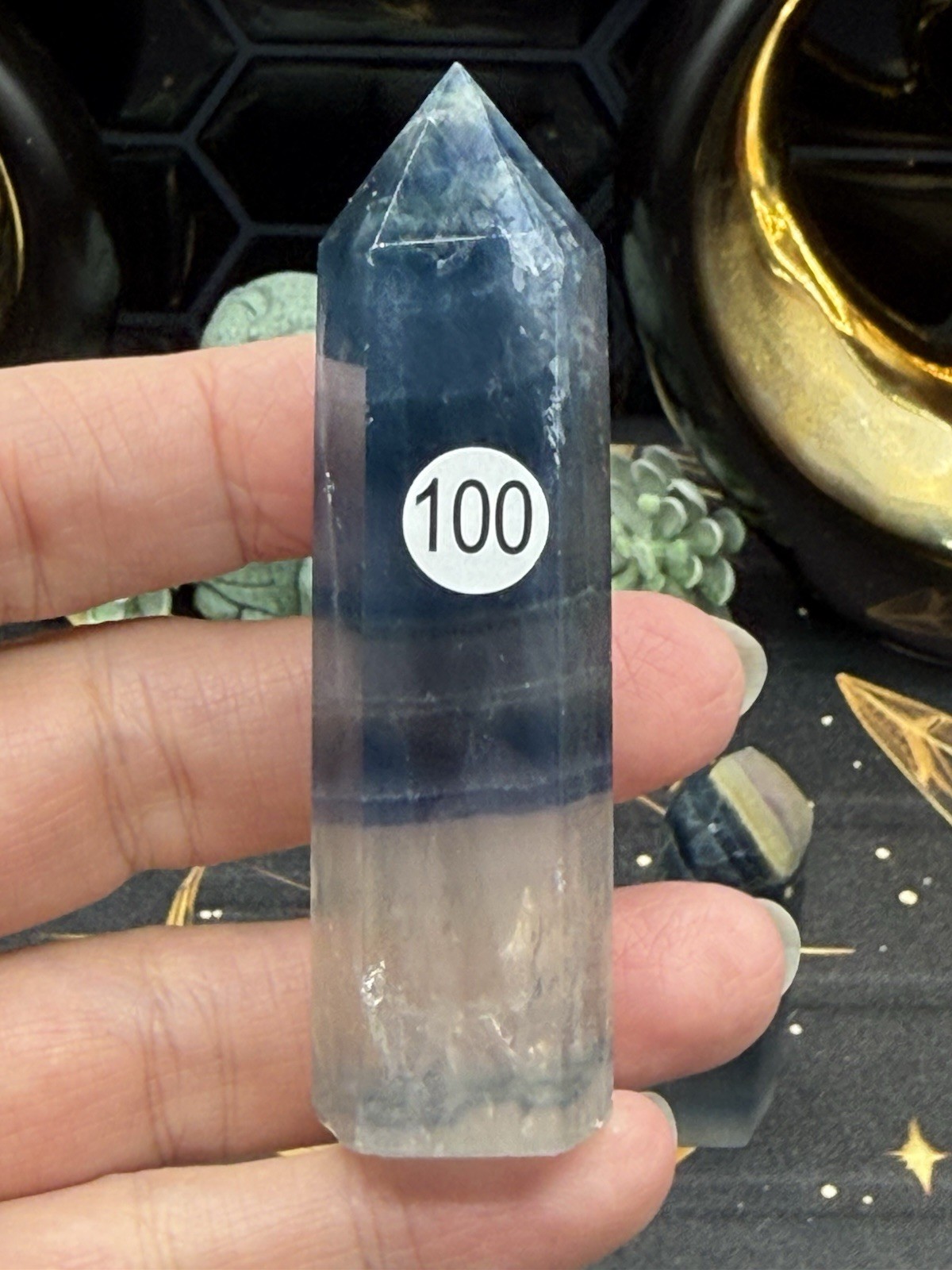Natural Blue Flouorite Points Clear Banding Free shipping