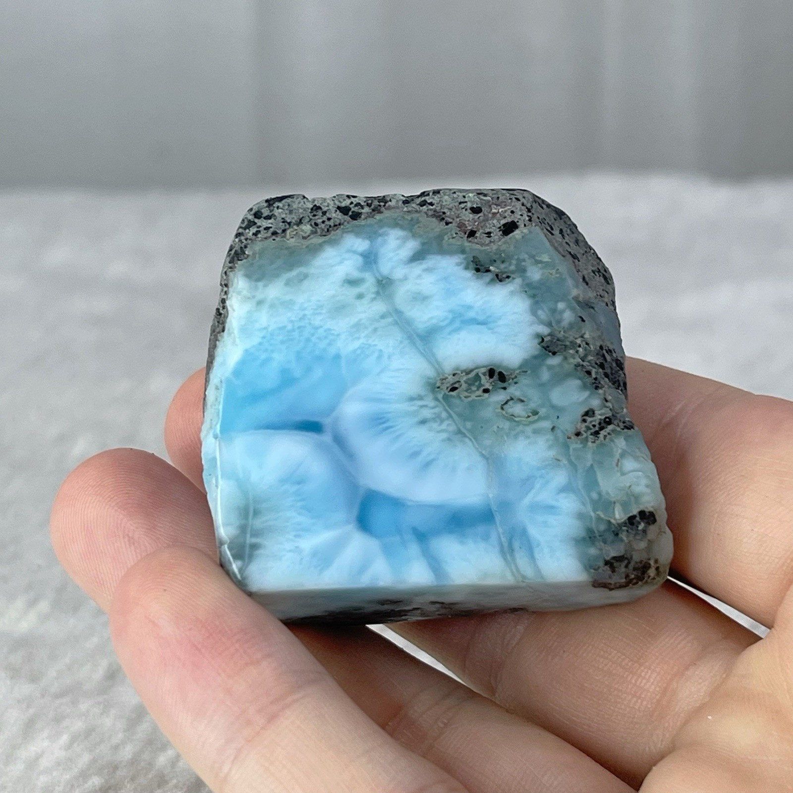 100g Ocean Blue Semi-Polished Larimar Stone Rough Larimar Atlantis Stone