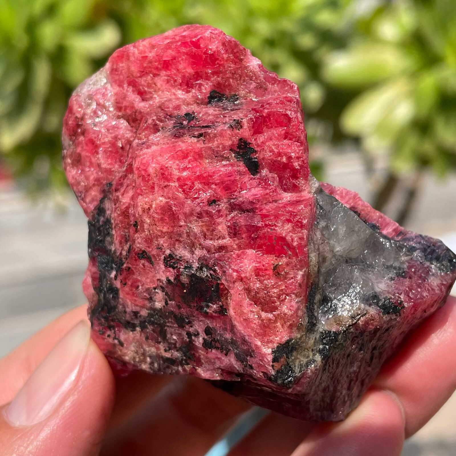 91g Small Rough Stone Natural Red Black Rhodonite Quartz Crystal Specimen