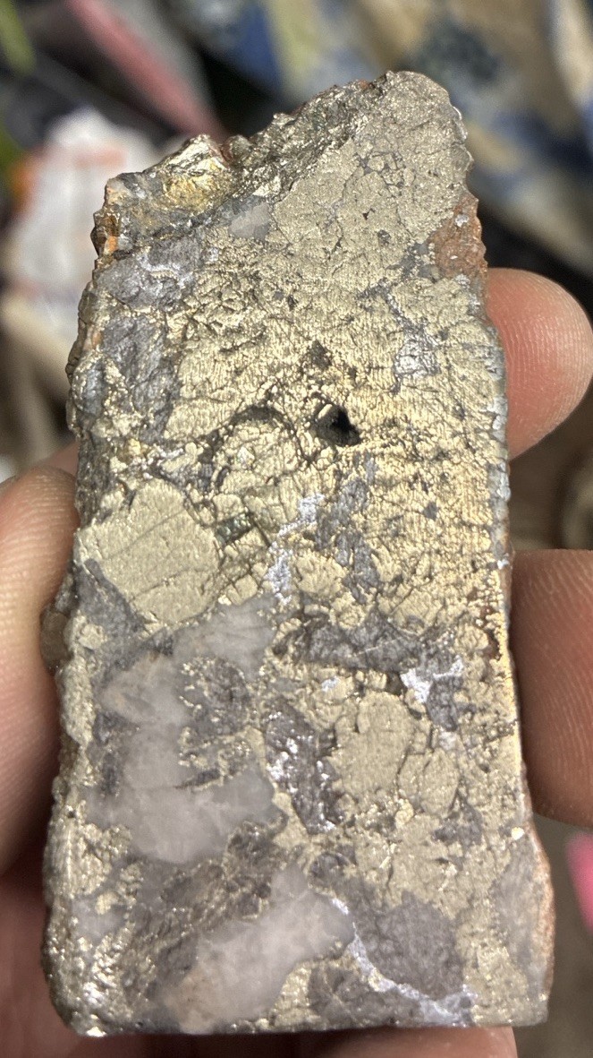 Pyrite Chalcopyrite in Quartz Ore Specimen Metallic Gold Look Natural Mineral Ak