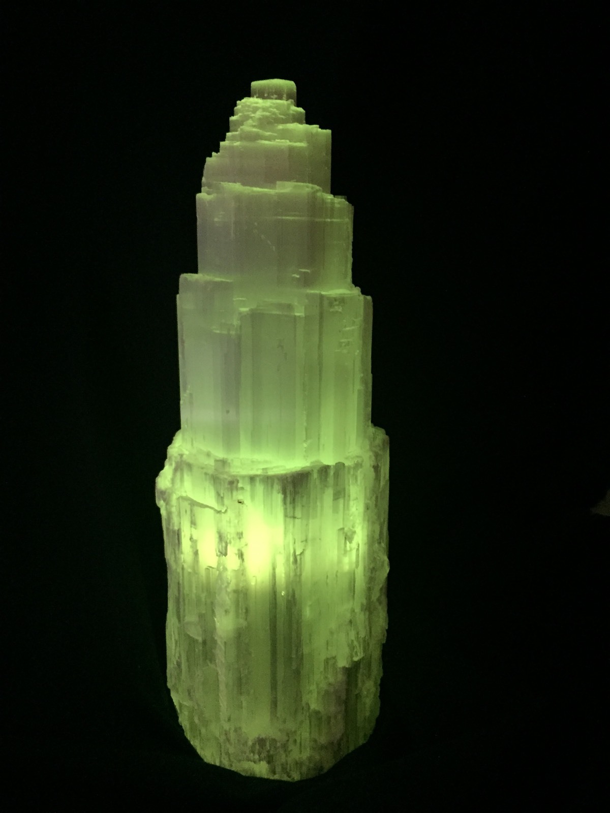 10″ Large Selenite Lamp Carve Crystal Lamp Multi Color Selenite Lamp Tower Lamp.