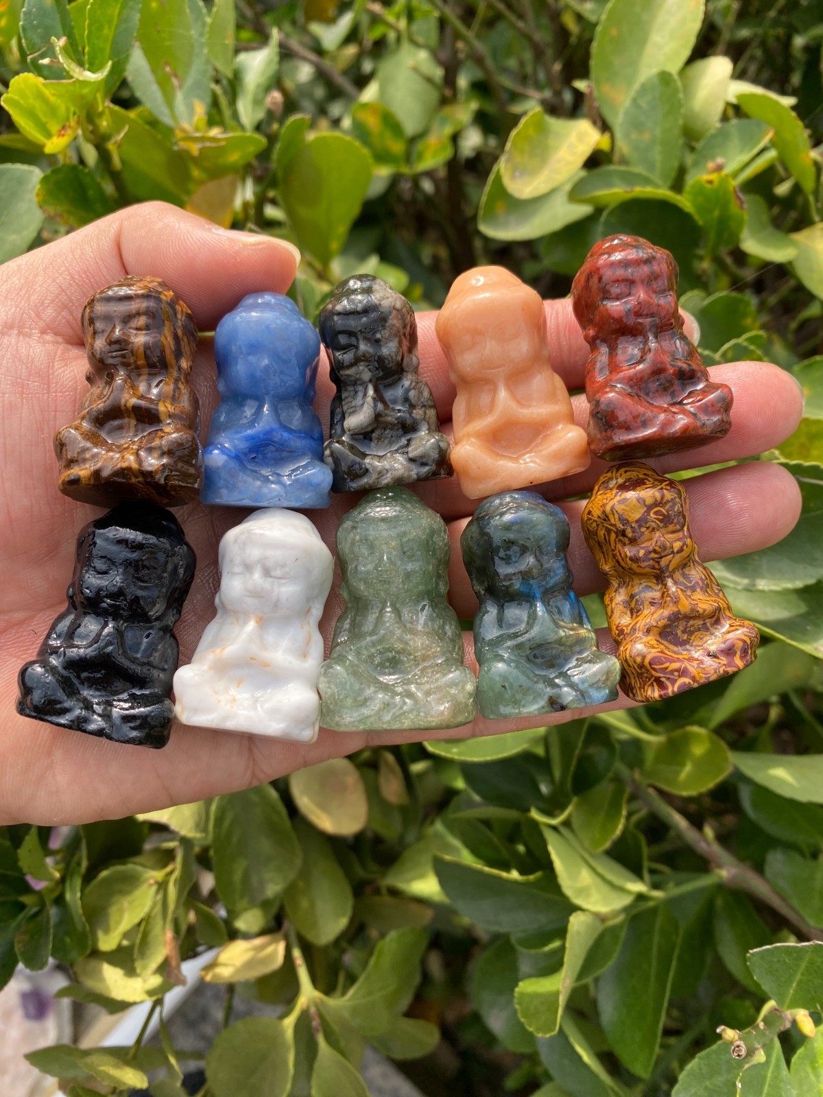 5pcs Natural Mixed Quartz Hand carved crystal Buddha skull reiki healing gift