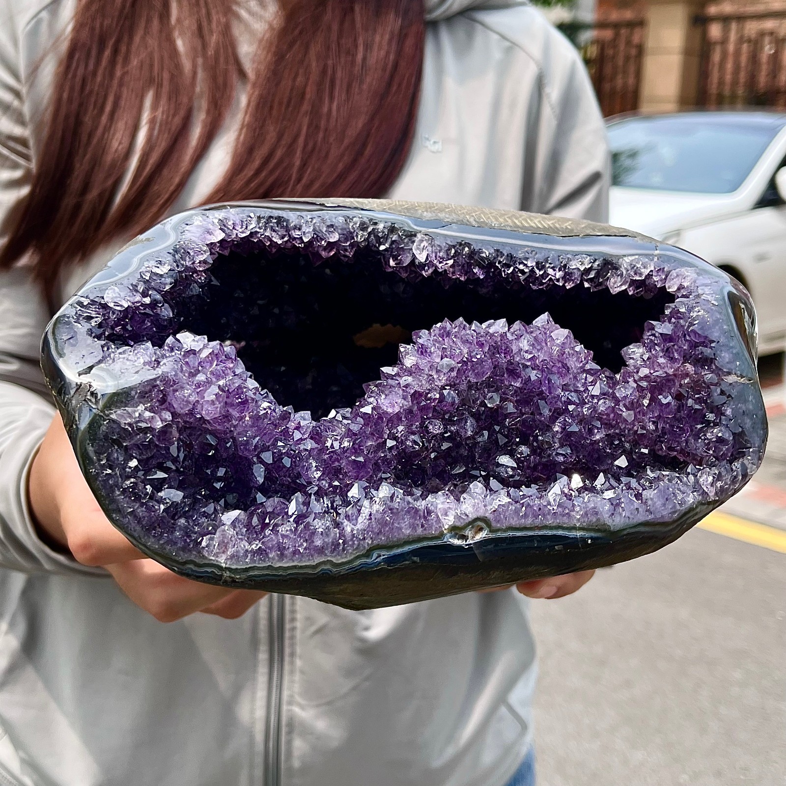 15.23LB High quality amethyst agate coin bags attract wealth crystal specimens