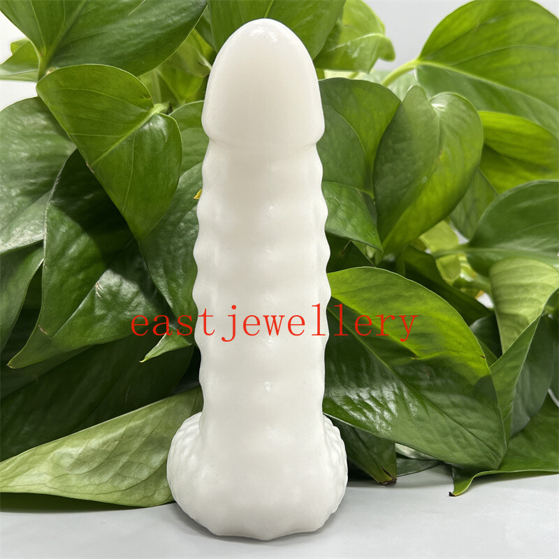 5.9″ Natural White Jade Male Penis Skull Quartz Crystal Skull Figurines Gift 1pc