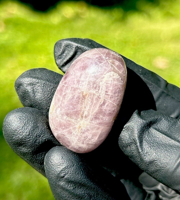 Handmade Polished Purple ANGELITE ANHYDRITE Rare Crystal Palm Stone MADAGASCAR