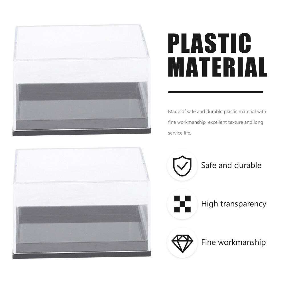 6 Pcs Square Transparent Plastic Specimen Display Boxes Mineral Storage Cases