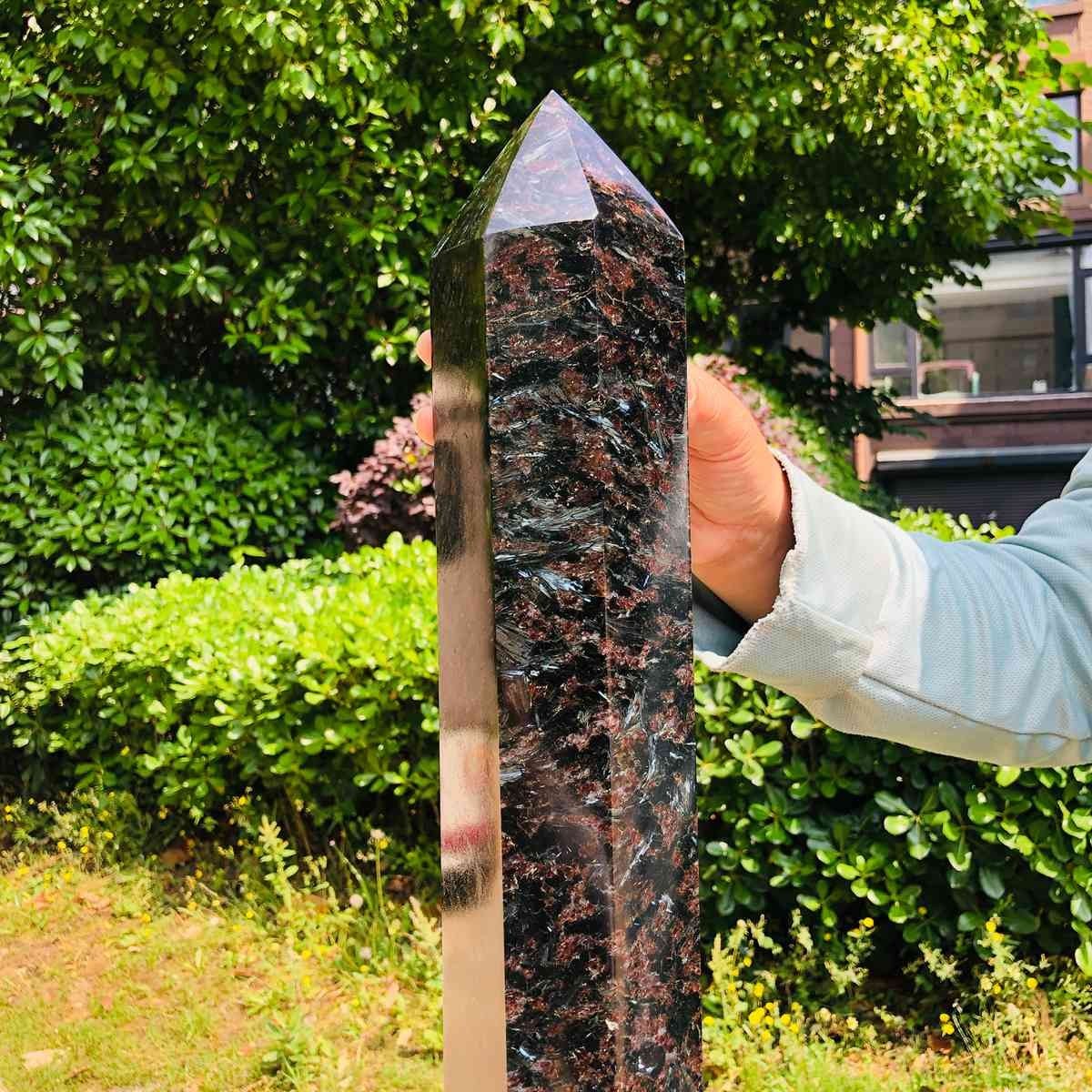 16.61LB Natural Fireworks Stone Obelisk Quartz Tower Crystal Wand Point Healing