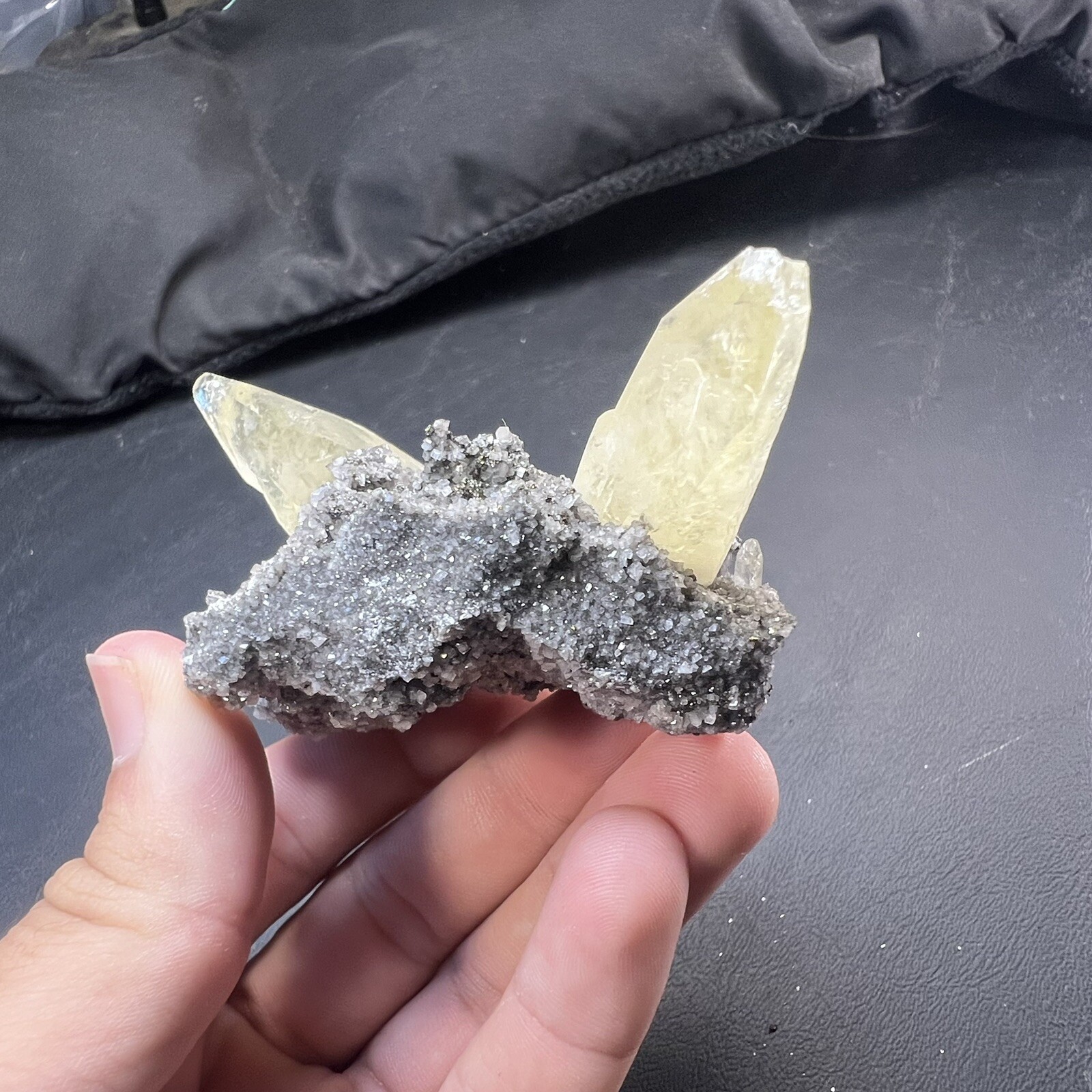 Calcite Crystal with Chalcopyrite Dolomite Matrix / Missouri