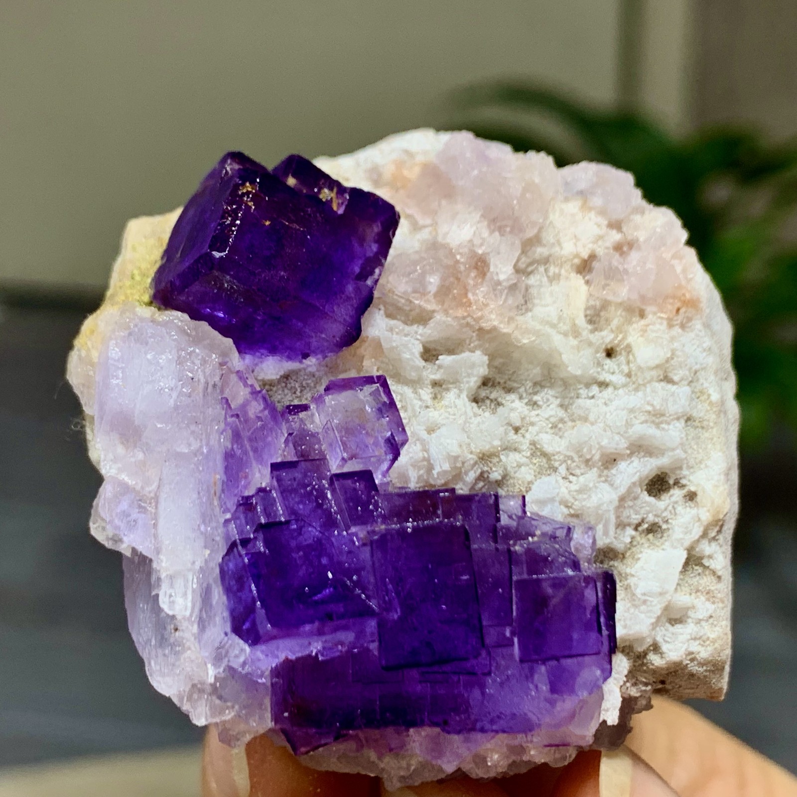118G Natural purple framed cubic fluorite mineral specimen/Inner Mongolia–