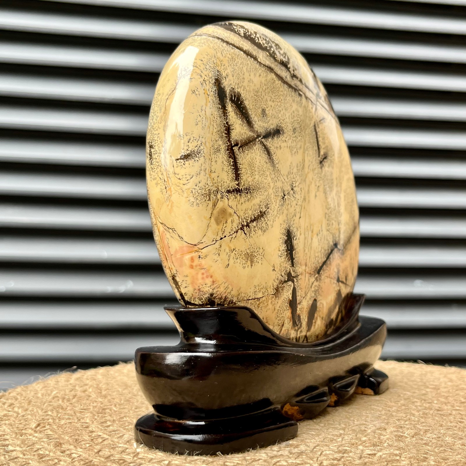 3.7 lb Picture Stone Landscape Natural Unique Gift Display Art w/ Wood Base