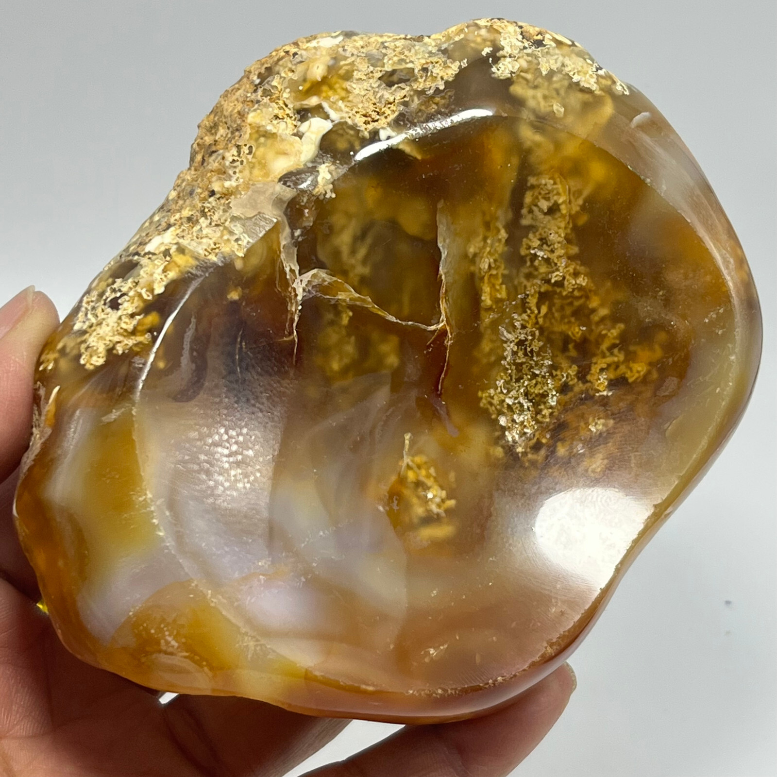 377g TOP Rare Natural Agate ashtray Polished Coin Dish Madagascar #119