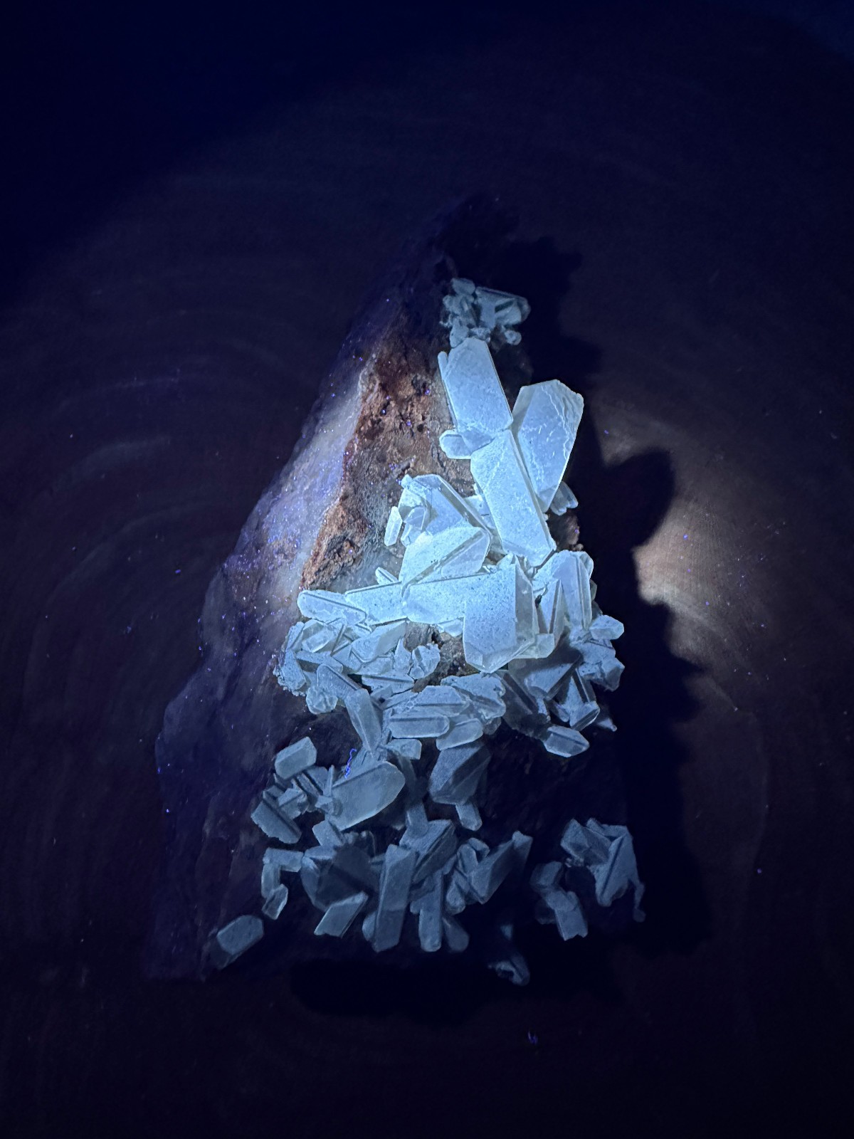 New Find__Large CLEAR Fluorescent BARITE Crystal Cluster___Linwood Mine , Iowa
