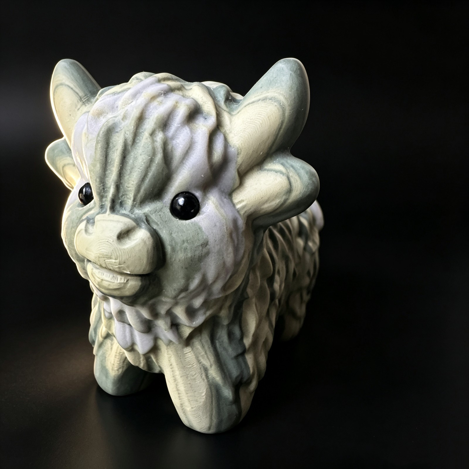 Precision Carved Natural Stone Yak with Detailed Fur Curved Horns Powerful Stanc