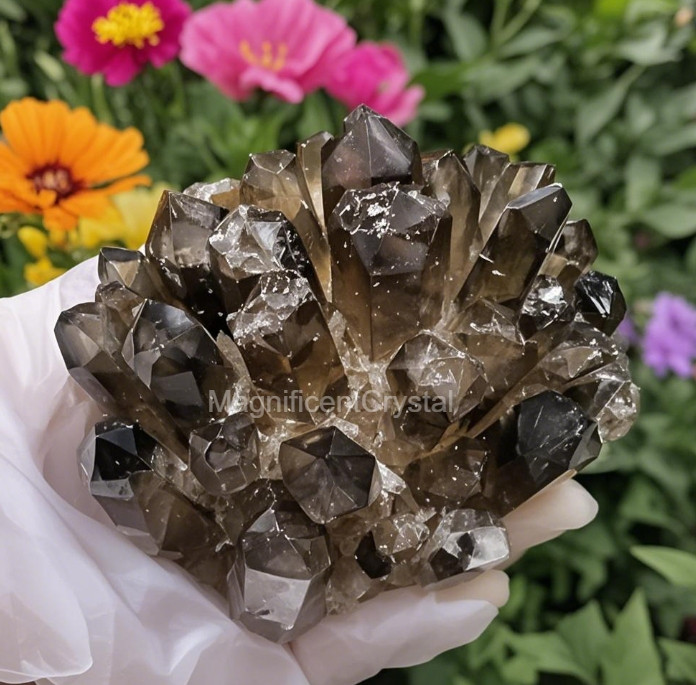 2025Rare 300G+Raw Smoky Quartz Crystal Cluster Natural Rough Geode Reiki Decor