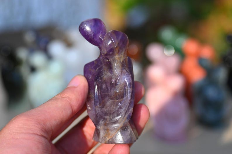 3″ Natural Quartz carved Lovers Reiki Healing Crystal Decor Ornament Gift 1pc