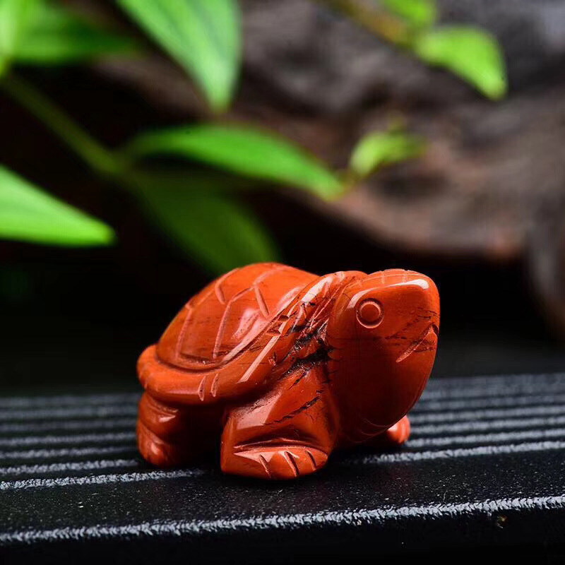 Natural Quartz Crystal Carved Longevity Healing Stone Turtle Animal Statue Decor