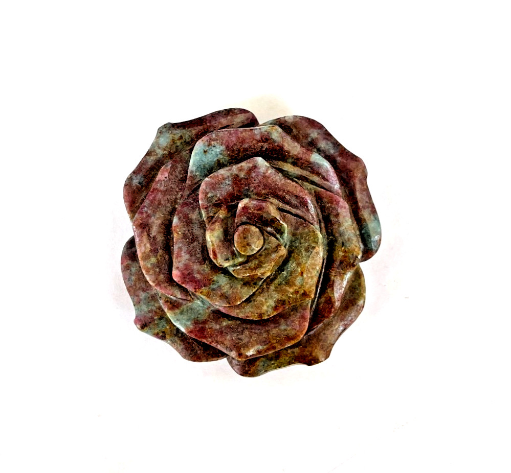 Premium Ruby Kyanite Flower Carving 66mm Sculpture Natural Healing Crystal 170g