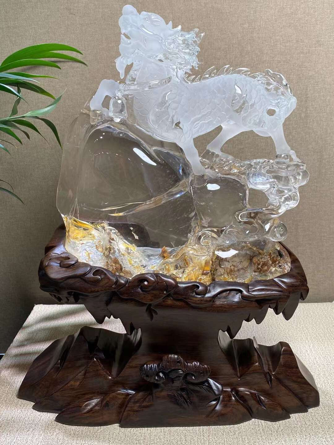 11.44LB A+ Top Natural Fire Quartz Kirin Carved Crystal Skull Reiki Home decor