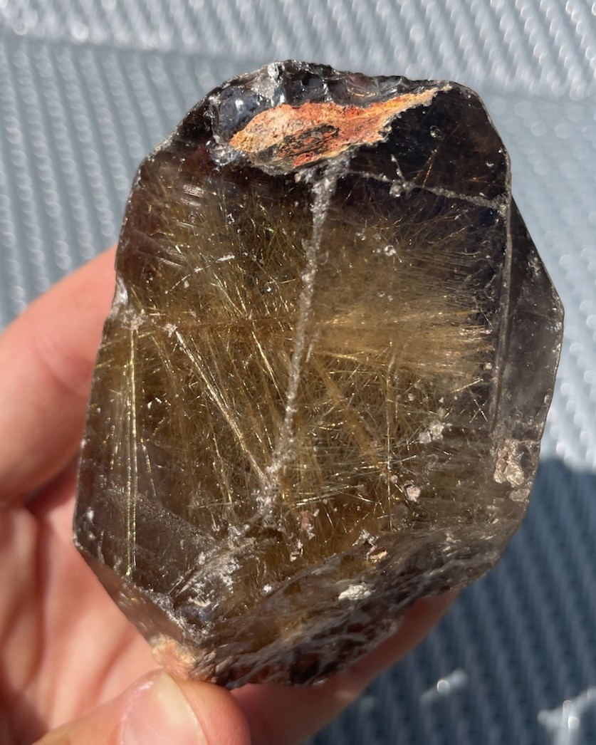 Golden Rutile Smoky Quartz Rough Gemstone 290g Crystal Lapidary