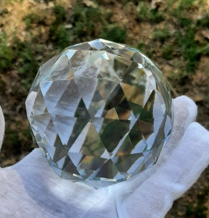 80mm Clear Cut Crystal Ball K9 Faceted Gazing Ball Sun Catcher from US