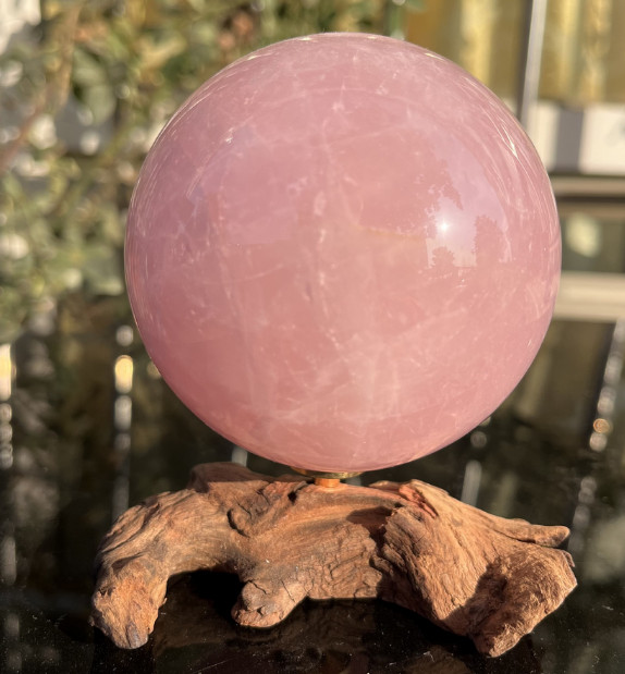 Natural pink Rose Quartz ball Crystal polished Sphere healing decor+stand 1PC
