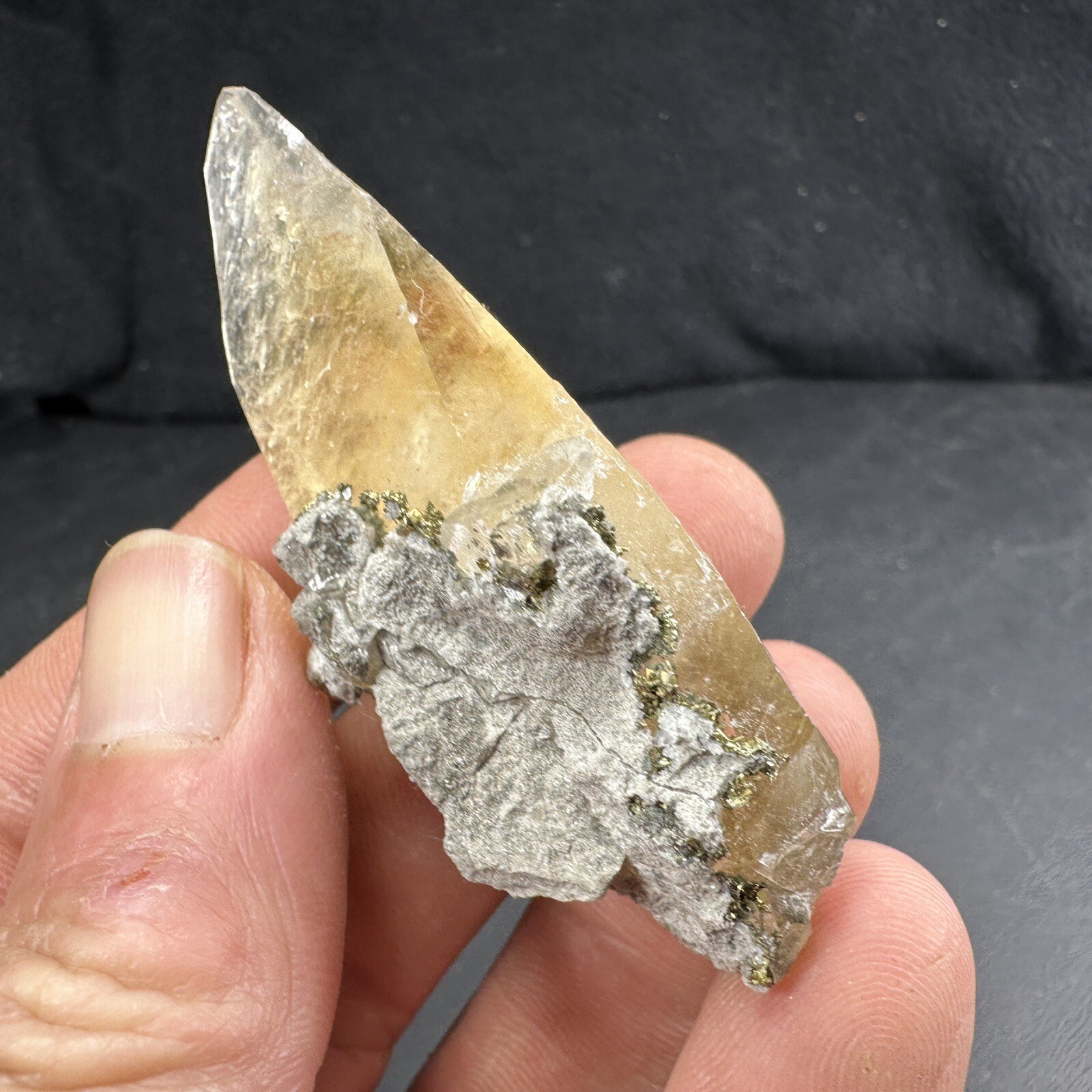 Calcite Crystal on Chalcopyrite Dolomite Matrix / Missouri