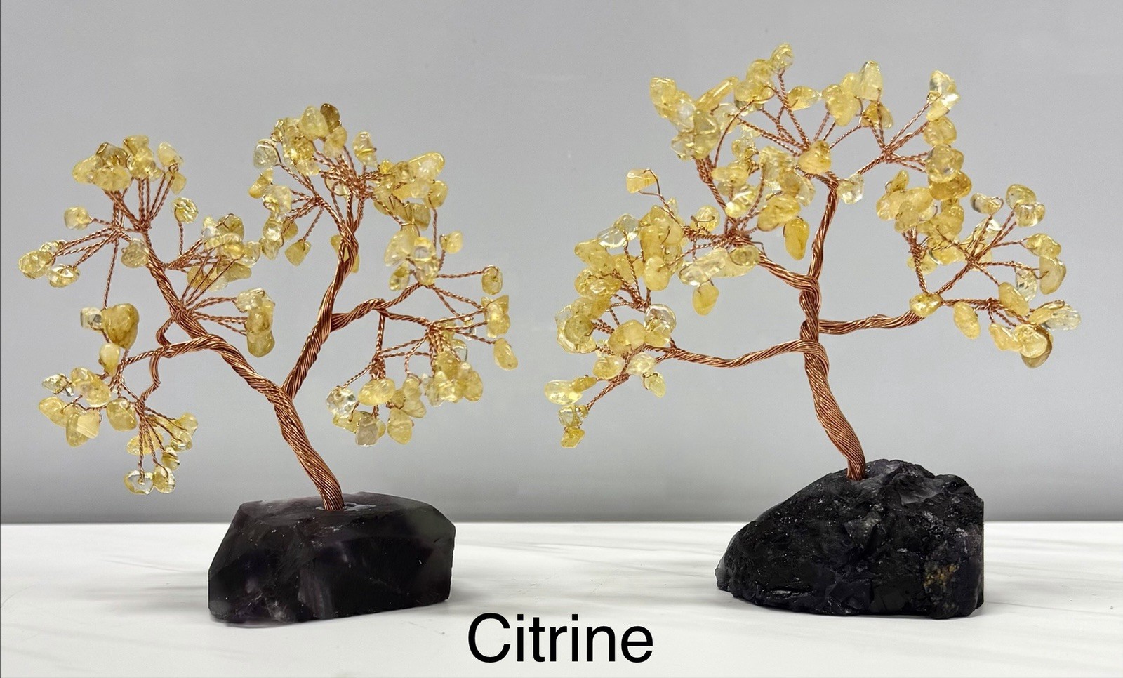 Wholesale 7 Pcs Bonsai Tree With Fluorite Base Copper Wire Natural Crystal