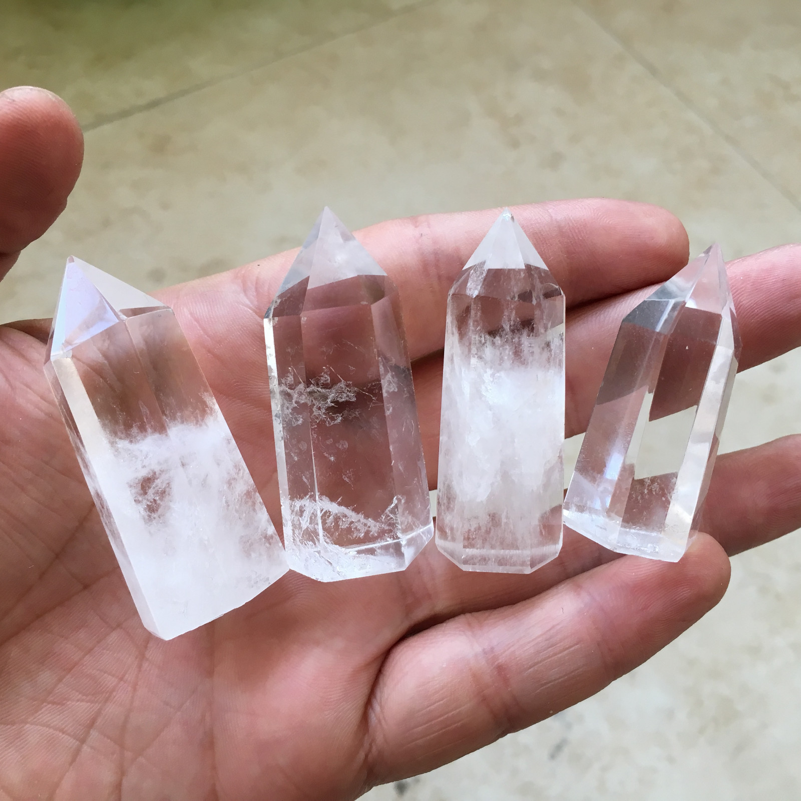 20pcs natural clear quartz obelisk crystal wand point healing 40-60mm