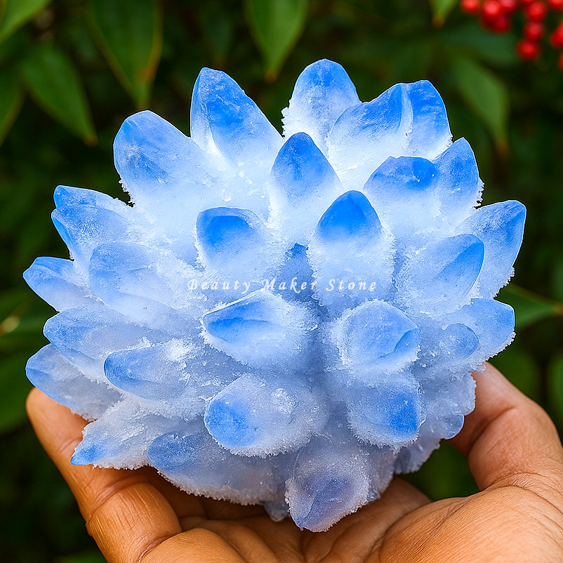 350G New Find Blue Phantom Quartz Crystal Cluster Mineral Specimen Healing Gift