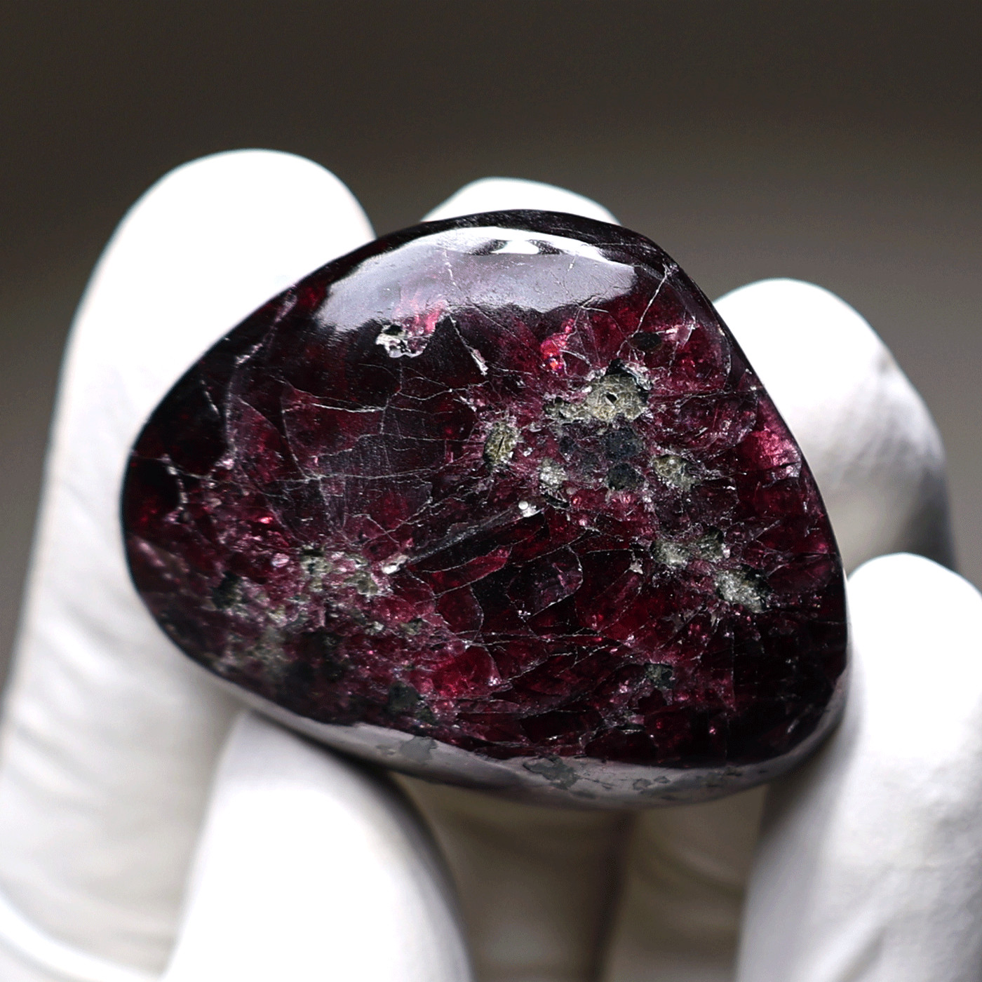 Ancient Flame Garnet — Polished Deep Red Pocket Palm Stone — Root Flame Crystal