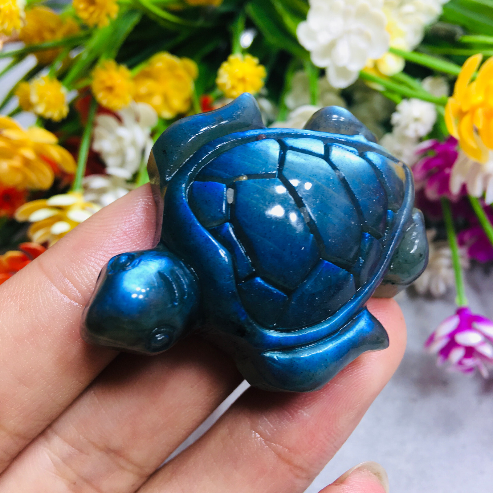Natural Labradorite tortoise Quartz Skull Crystal Sea Turtle Reiki Healing Gift
