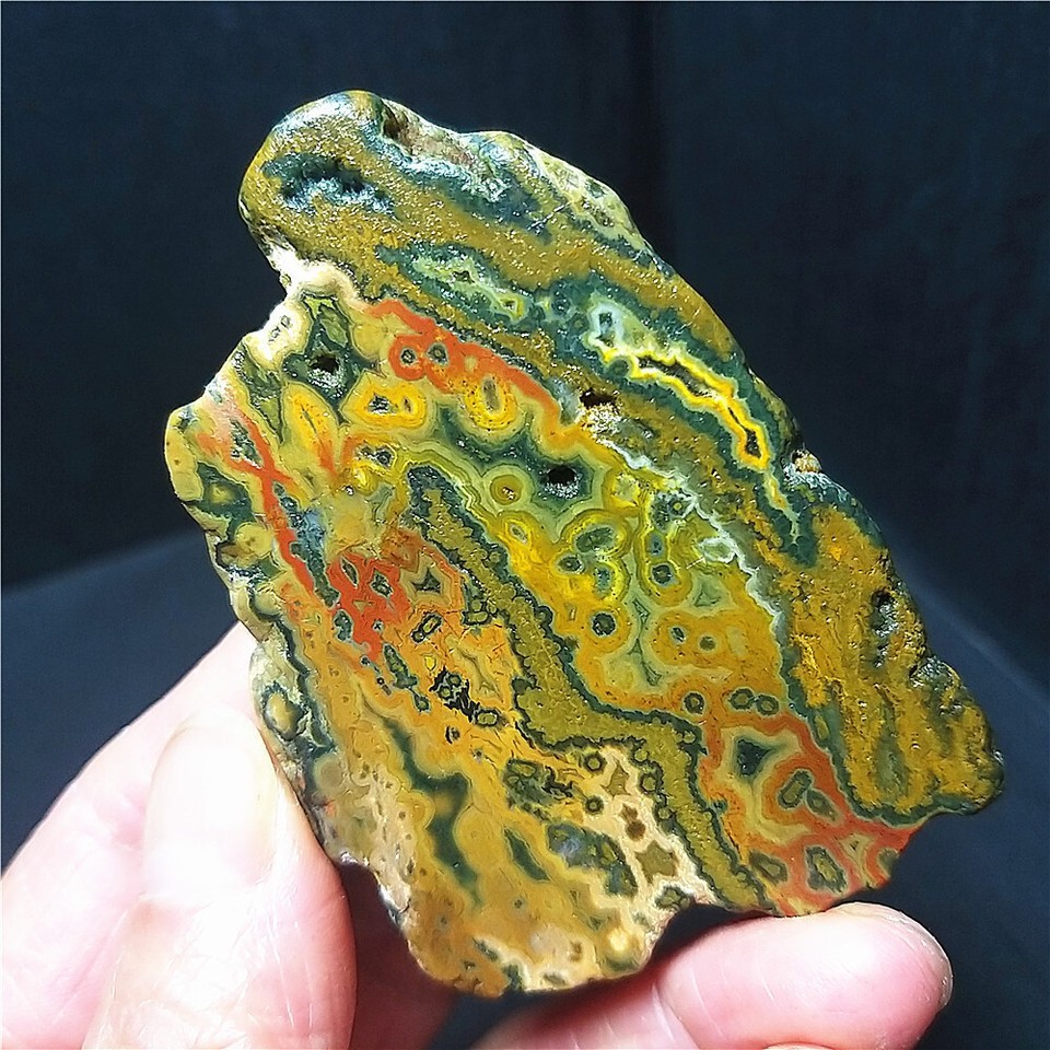 TOP 72G Natural Polished Orbicular Ocean Jasper 8th Vein Reiki Healing BA3838