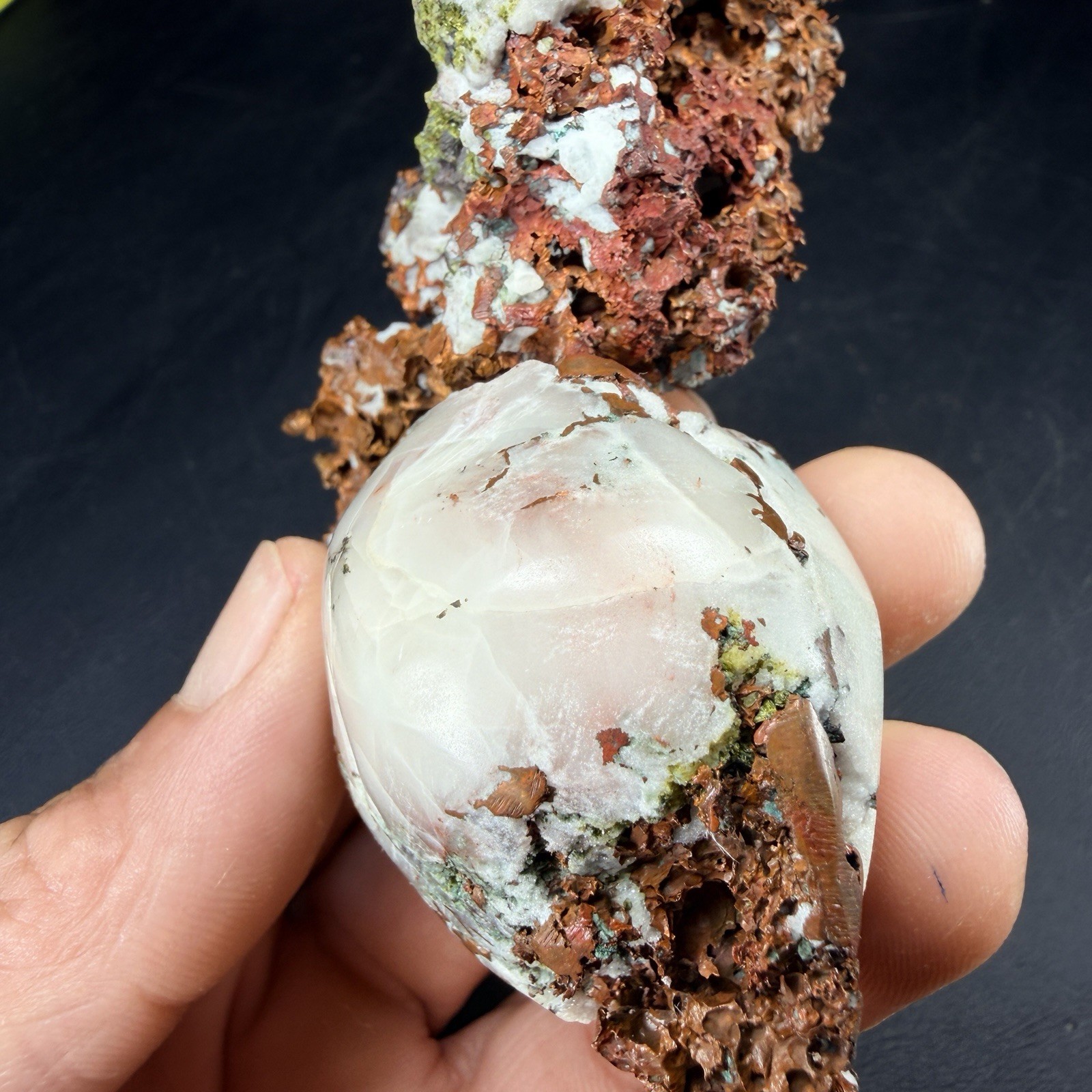 Datolite on Copper with Epidote from Caledonia Mine, Michigan *VIDEO*