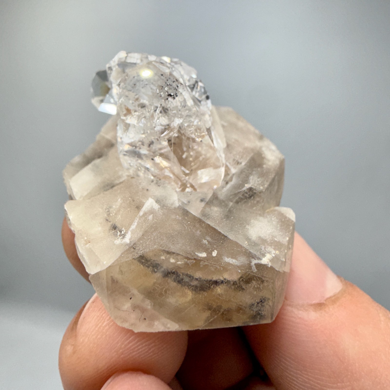 Herkimer Diamond Gem Cluster Perched on Calcite Crystals, Unique + 100% Natural!