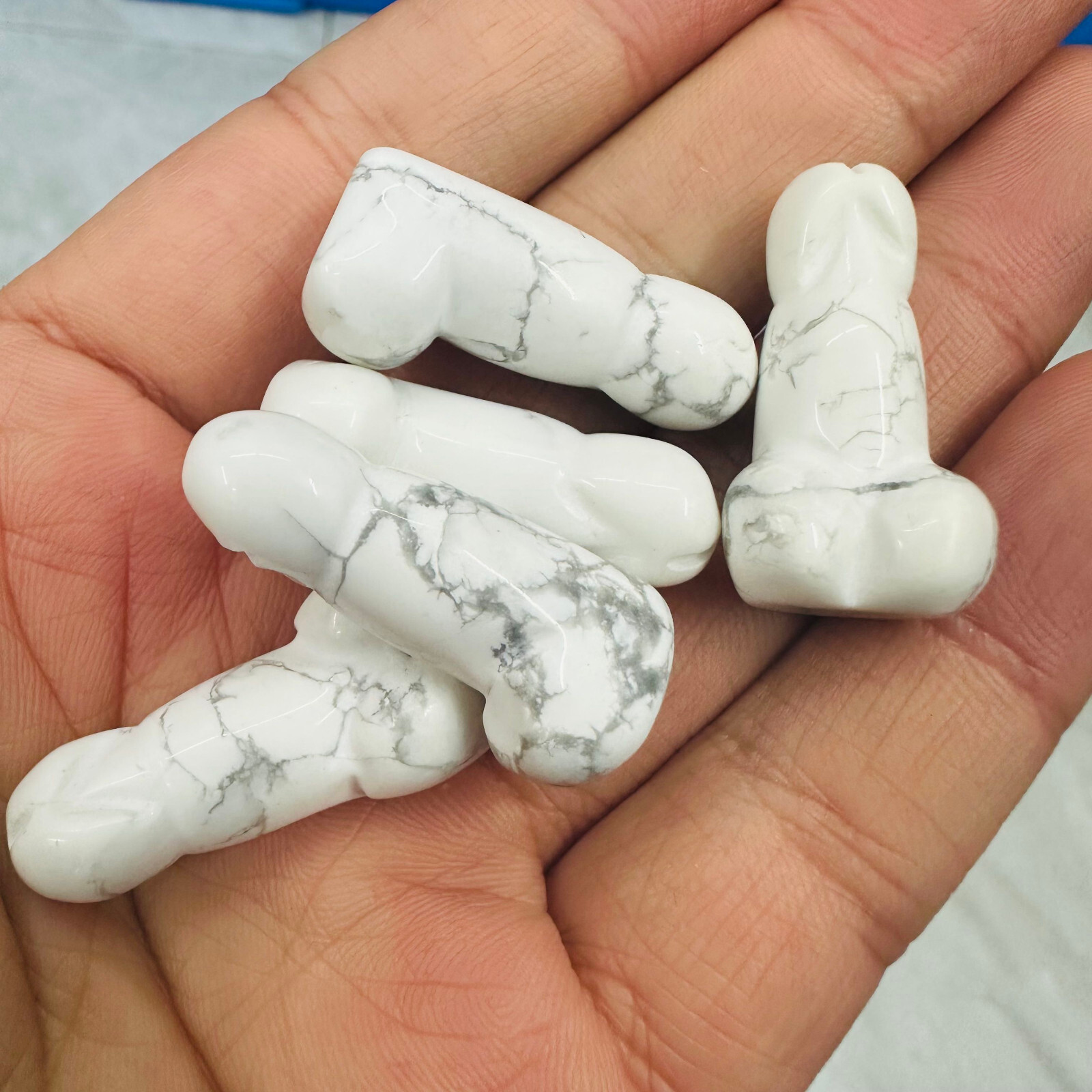 5PC Natural Howlite Carved Genitalia Quartz Crystal Energy Reiki Healing Gift
