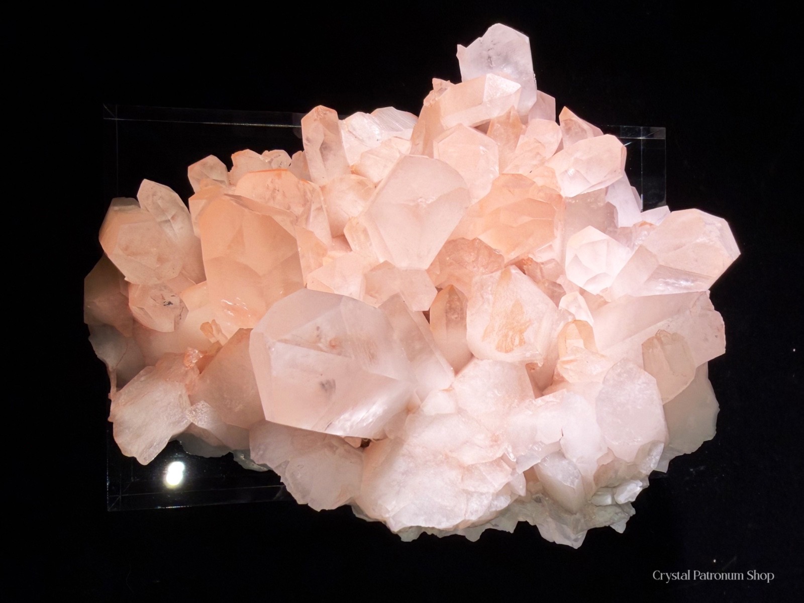 2.6LB Pink and White Crystal Cluster on Acrylic Stand | Natural Quartz Formation