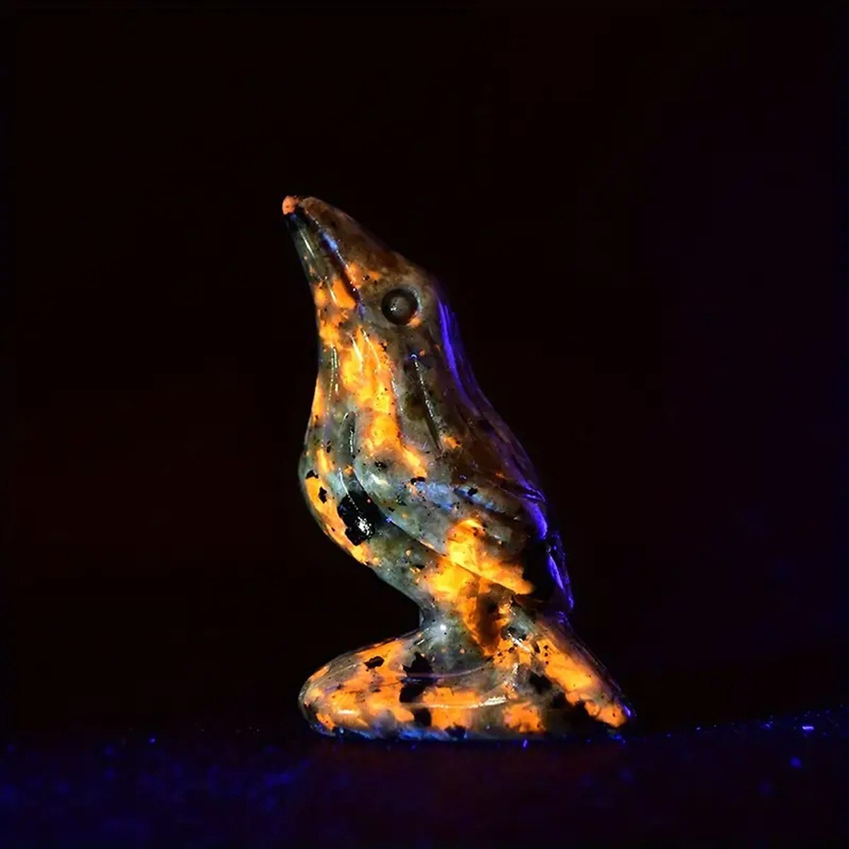 5cm Yooperlite Crow Crystal Figurines UV Glowing Rock Healing Mineral Specimen