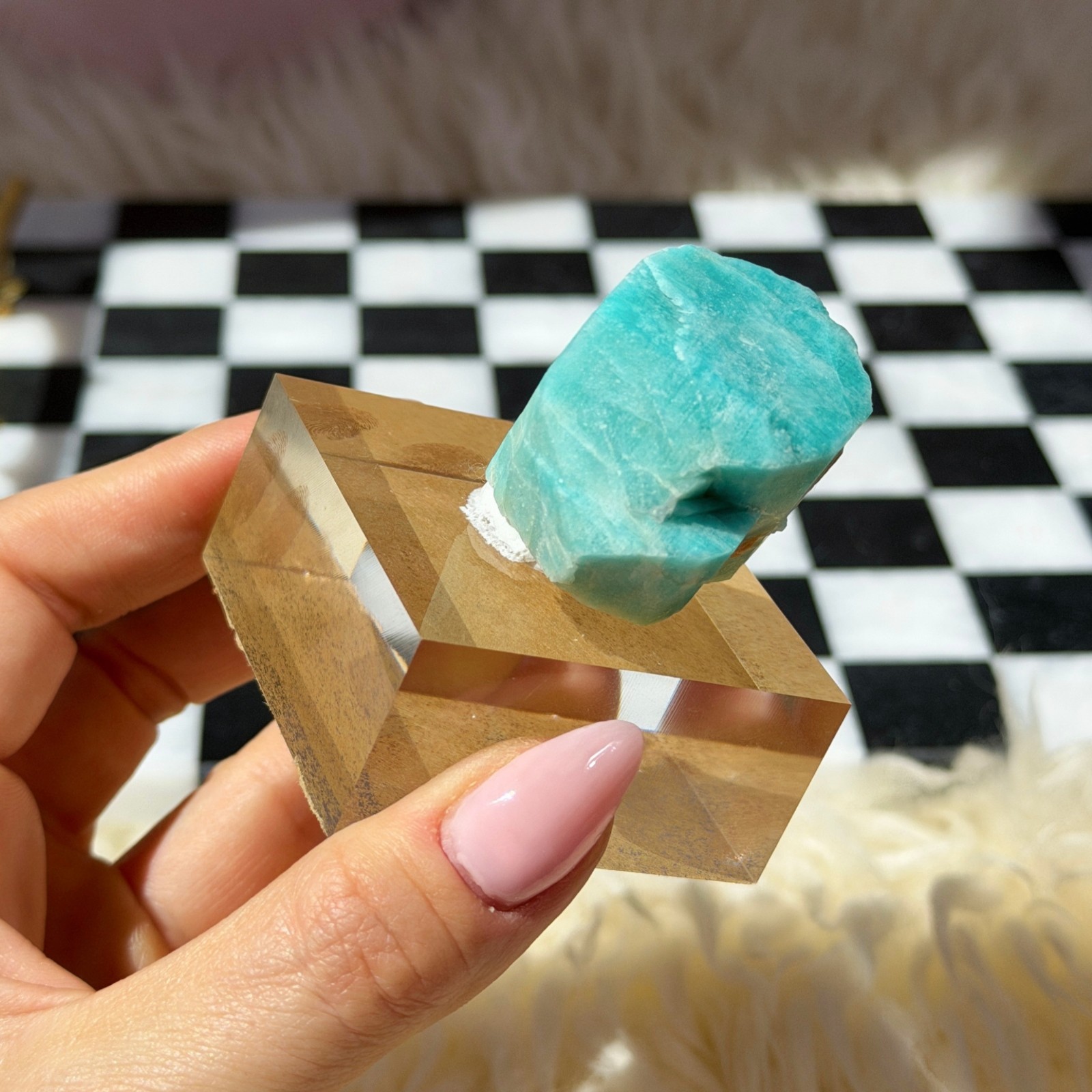 Lake George Amazonite on Acrylic Display 2.6oz #1