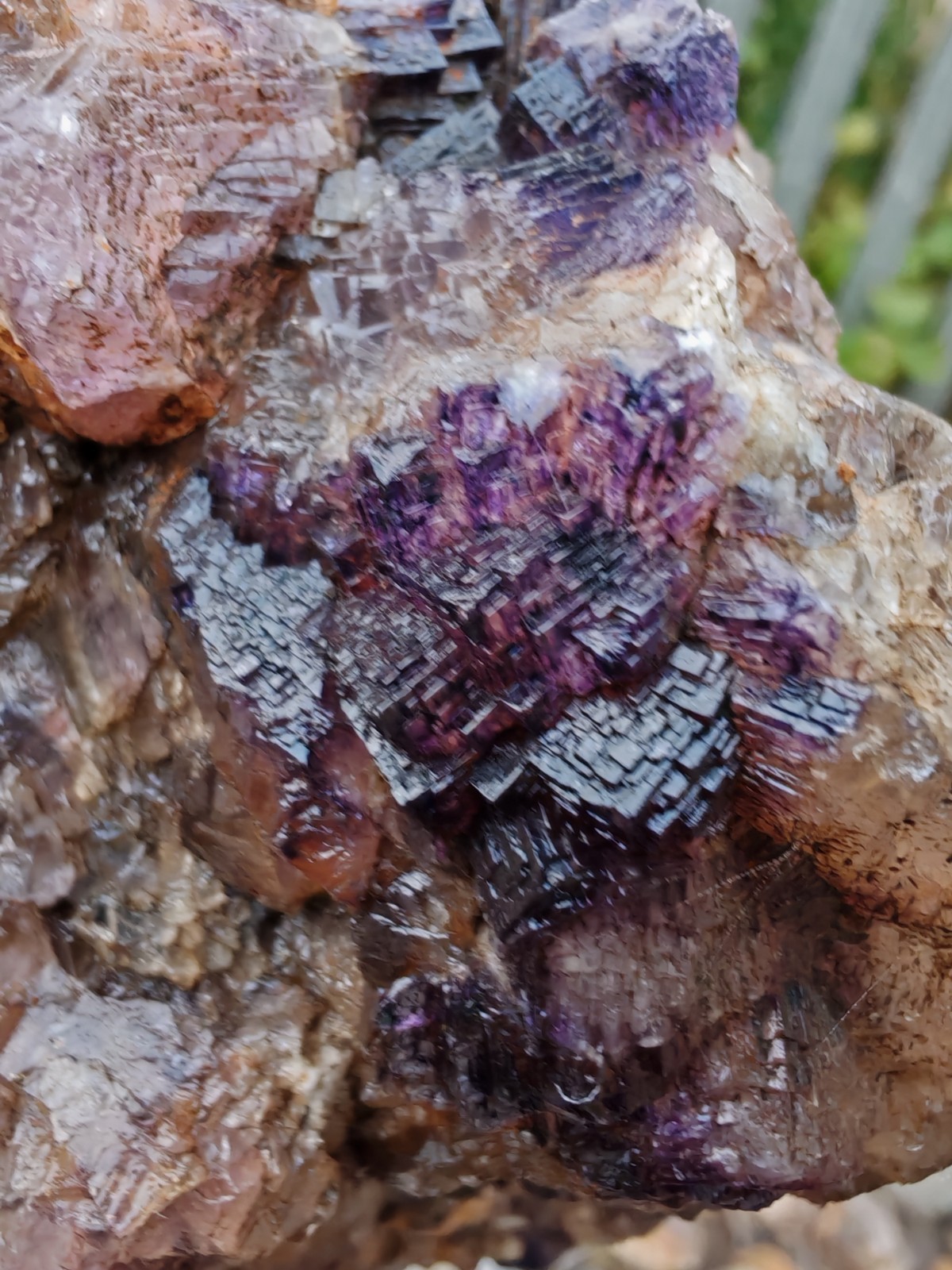 Blue John Fluorite Large Raw Crystal Cluster On Fossil Matrix