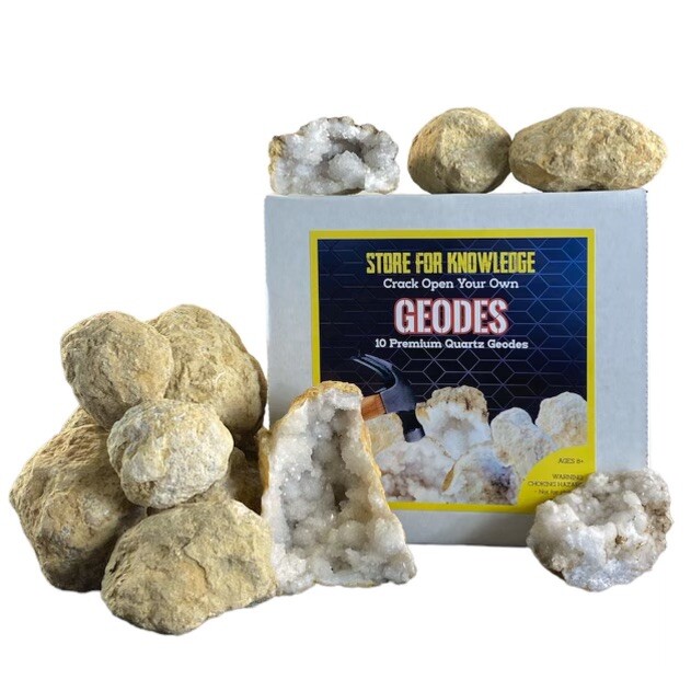 10 Break Crack Open Your Own Whole Moroccan Geodes W/Gift Box – 2″ Crystal Druzy
