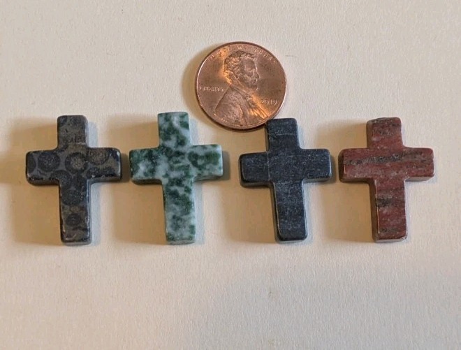1″ Mini Crystal Crosses Natural Quartz Cross Shaped Worry Stones Charms – #9
