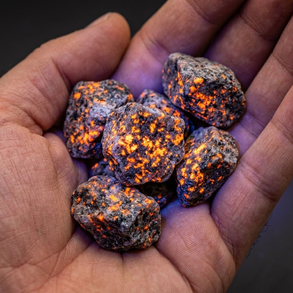 3PC Raw Natural Yooperlite Rough Stone UV Fluorescent Fire Crystal Healing Gift