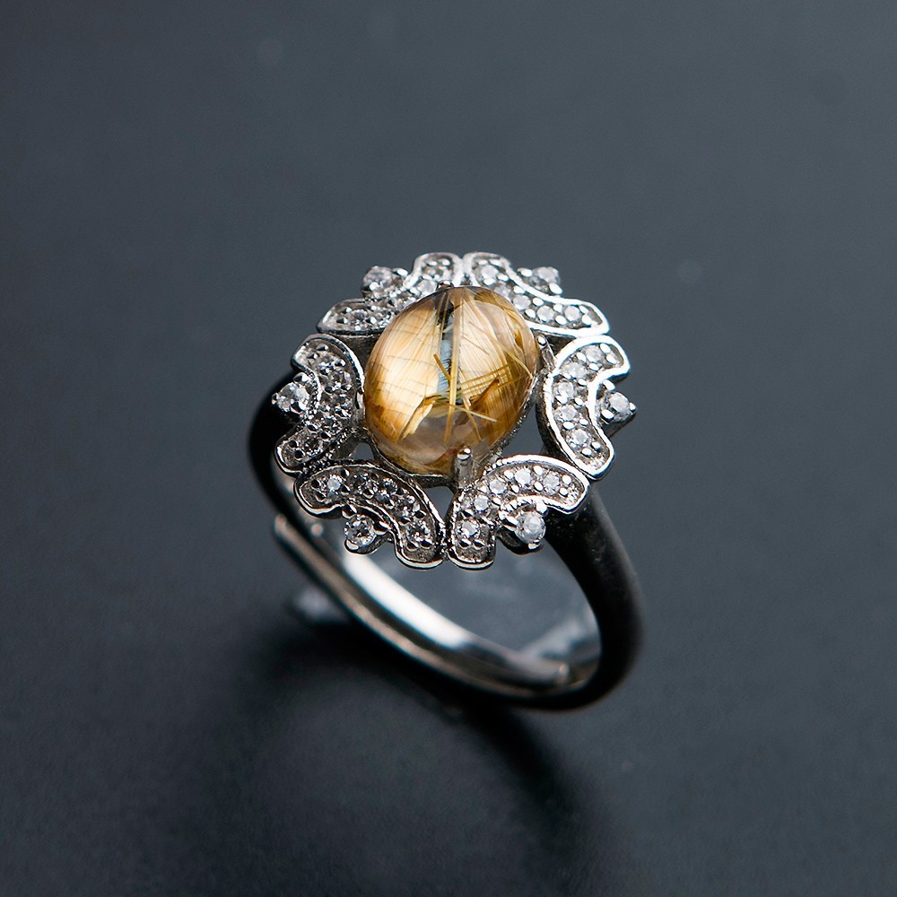 Genuine Natural Gold Rutilated Quartz Crystal Adjustable Adult Collectible