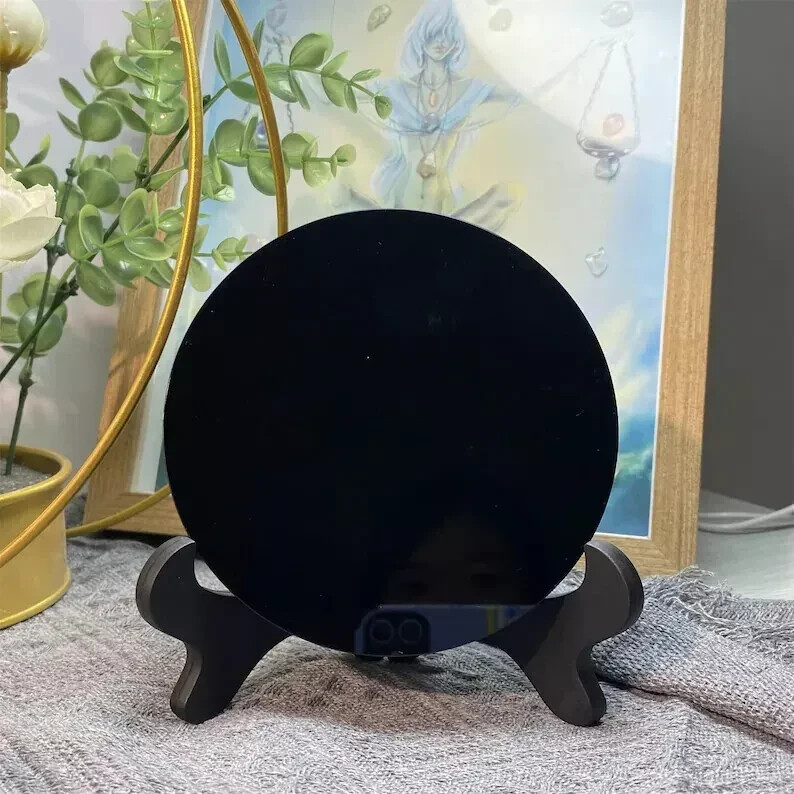 Natural Obsidian Divination Mirror Healing Magic Mirror Crystal Home Decorations