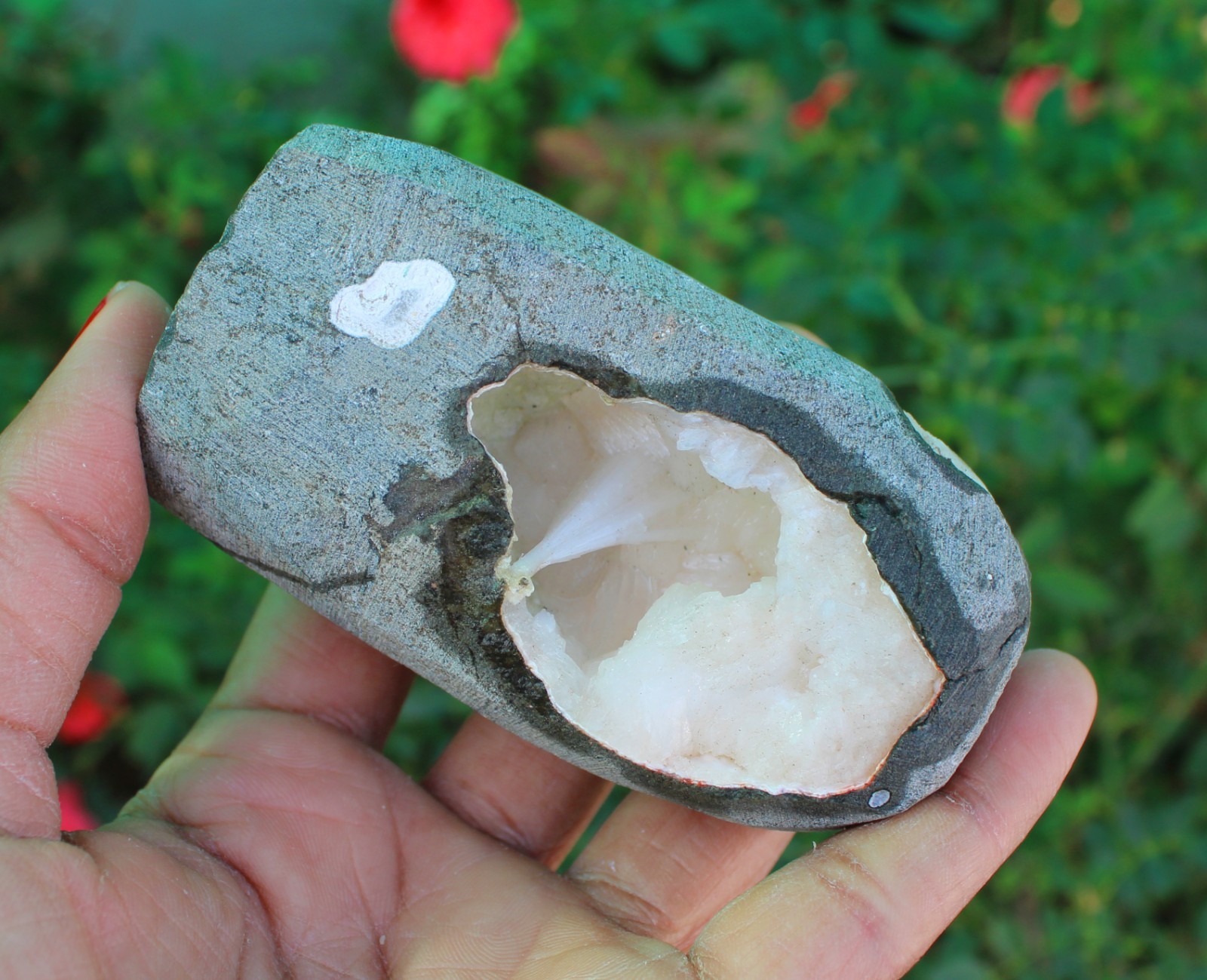 Scolecite with Stilbite Format In Geode Minerals Specimen#A9