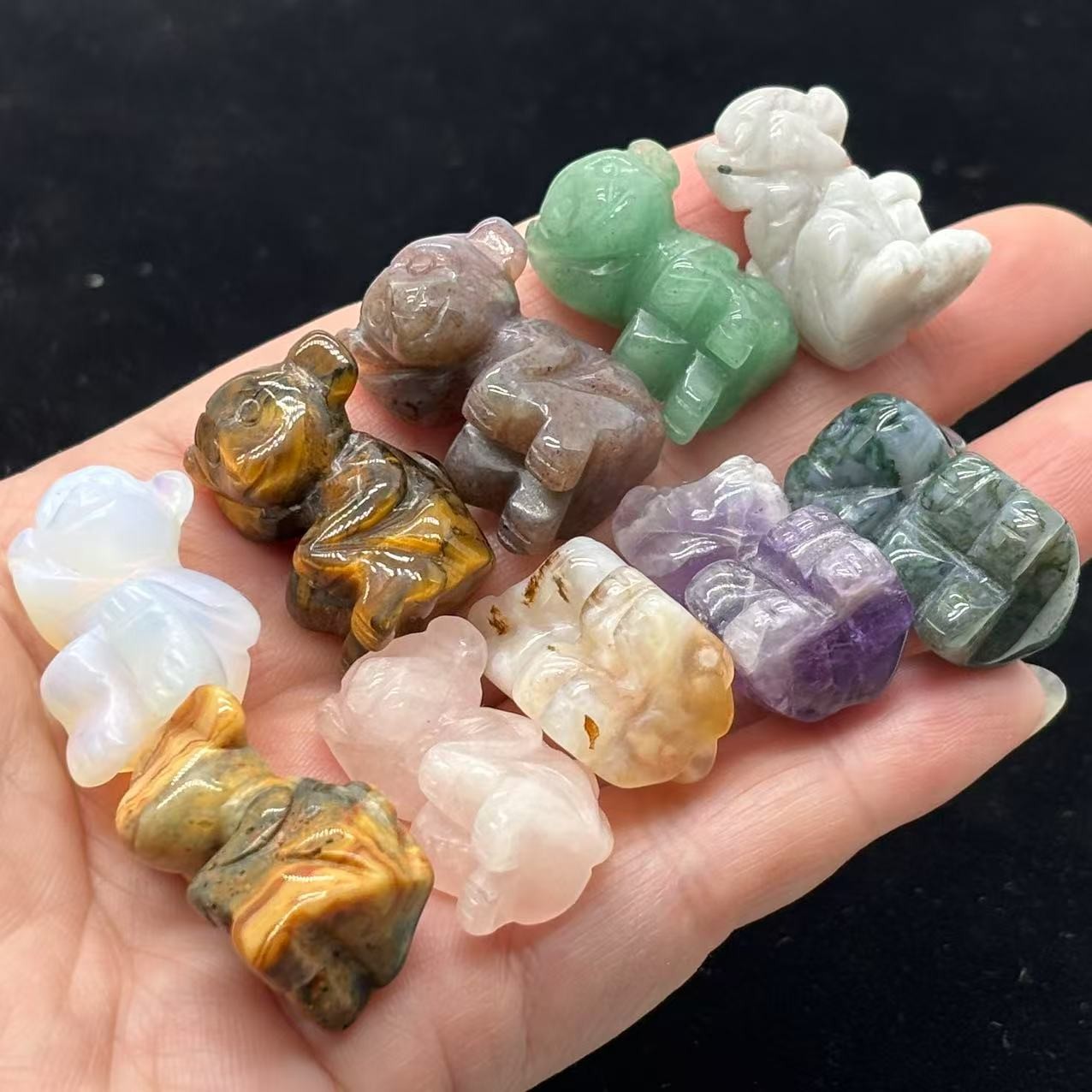 Mix Natural Hand carving Quartz Crystal animals skull Decor Healing Gift