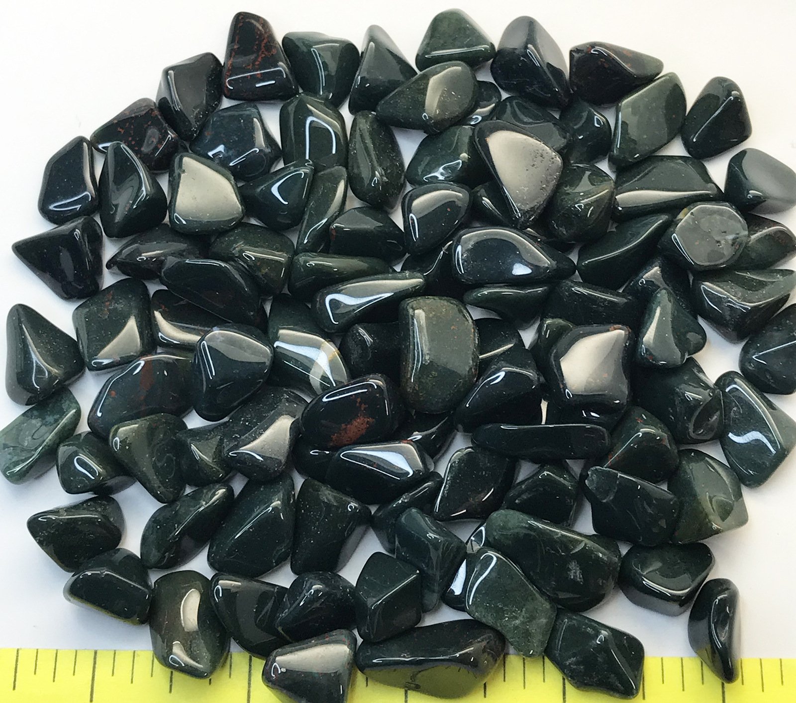 JASPER BLOODSTONE Small (1/2″ to 3/4″) polished, dark green 1/2 lb bulk